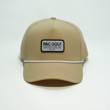 Load image into Gallery viewer, Front view of the B&C Golf Rope Hat in Desert Tan.